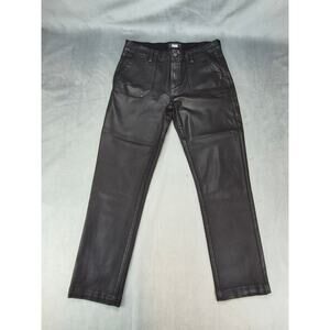 Paige Mayslie Coated Goth Biker Straight Ankle Jeans Black Women's Size 29
